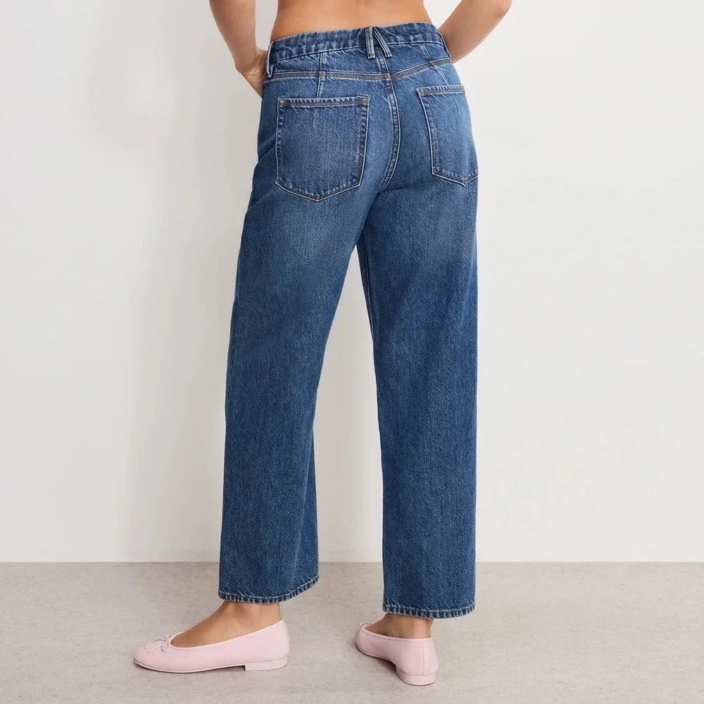 Good American Good 90s Cropped Relaxed Denim Jeans Size 27 Mid Rise Baggy - Picture 2 of 9